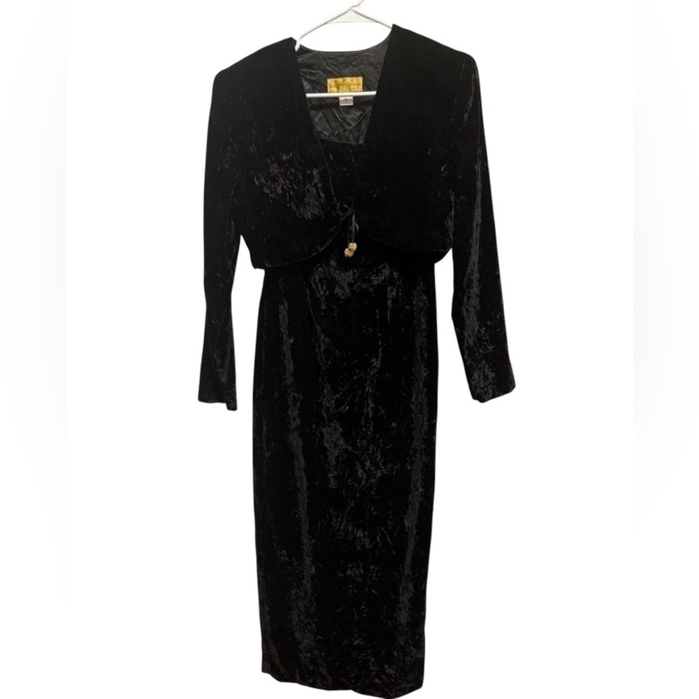 Scott McClintock Vintage Black Velvet Dress with Jacket Sz M